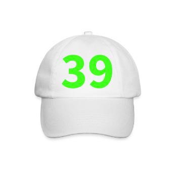 Neon Zahl 39 - Baseballkappe - Weiß/Weiß - Vorne