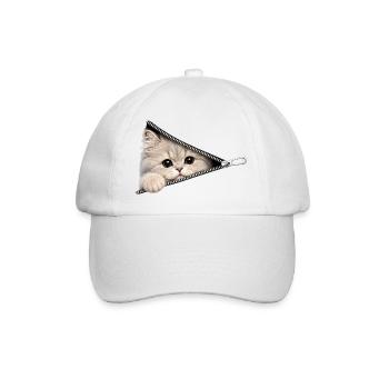 Cute Kitten Zipper Cat - Baseball Cap - white/white - Front