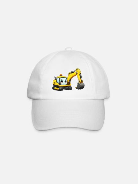 Gelber Bagger - Baseballkappe - Weiß/Weiß
