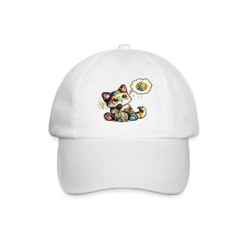 Katzenmosaik Traumkatzchen - Baseballkappe - Weiß/Weiß - Vorne