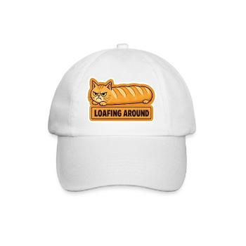 Lustiges wütendes Katzenbrot-Baguette - Baseballkappe - Weiß/Weiß - Vorne