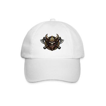 Viking Schädel mit Äxten Emblem - Baseballkappe - Weiß/Weiß - Vorne