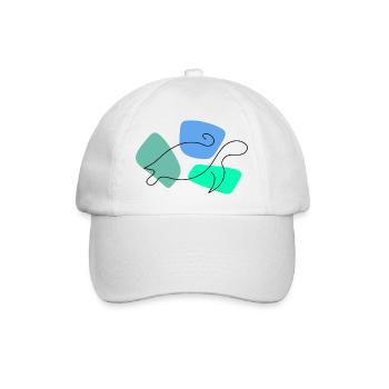 Lineart turtle with color background - Baseball Cap - white/white - Front