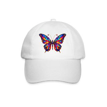 Colorful Stained Glass Butterfly - Baseball Cap - white/white - Front