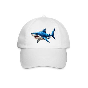 Low Poly Shark - Baseball Cap - white/white - Front