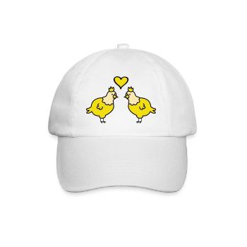 Twin Chickens Heart Pair - Baseball Cap - white/white - Front
