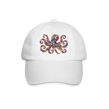 Patchwork-Oktopus Farbenzauber - Baseballkappe - Weiß/Weiß - Vorne