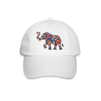 Patchwork-Elefant Blumenmuster - Baseballkappe - Weiß/Weiß - Vorne