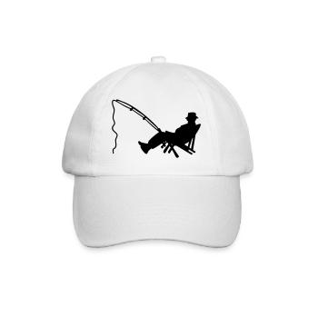 Angler am Strand / fisher in deckchair (1c) - Baseballkappe - Weiß/Weiß - Vorne