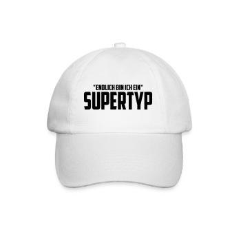 Endlich bin ich ein Supertyp | Farbe änderbar - Baseballkappe - Weiß/Weiß - Vorne