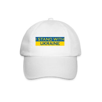 I Stand With Ukraine Krieg Russland Frieden Spruch - Baseballkappe - Weiß/Weiß - Vorne