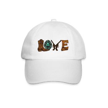 Love Liebe Western Revolver Cowboy - Baseballkappe - Weiß/Weiß - Vorne