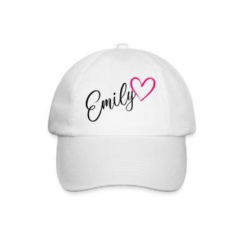 Emily Name Vorname Herz pink - Baseballkappe - Weiß/Weiß - Vorne