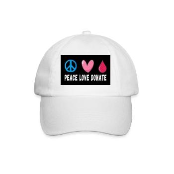 Peace Love Donate Blood Donation - Baseball Cap - white/white - Front