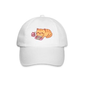 Cute Orange Tabby Cat Chilling With Video Games - Baseball Cap - white/white - Front