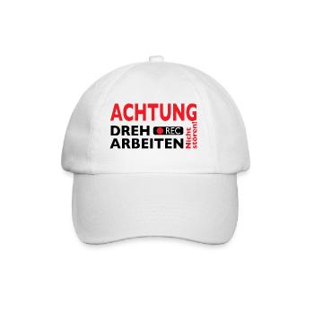 Achtung Dreharbeiten - Nicht stören! - Baseballkappe - Weiß/Weiß - Vorne