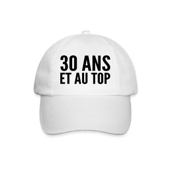 30 years old and at the top - Baseball Cap - white/white - Front