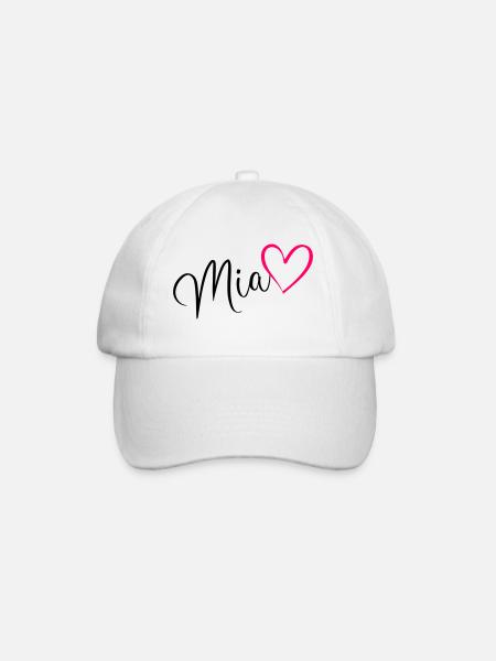 Mia Surname First Name Heart pink - Baseball Cap - white/white