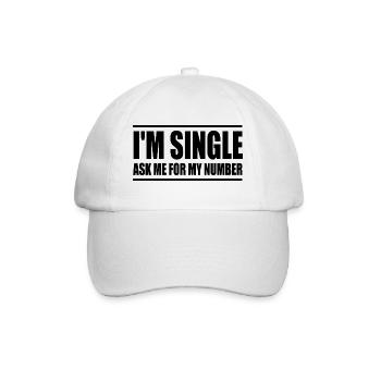 Ich bin Single, frag mich nach meiner Nummer - Baseballkappe - Weiß/Weiß - Vorne