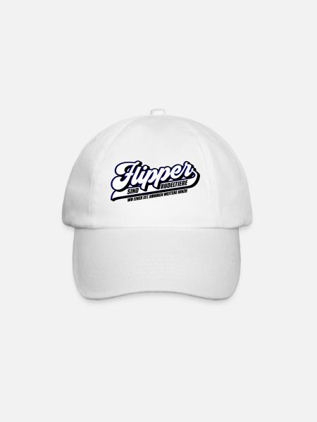 Farben änderbar | Flipper sind Rudeltiere - Baseballkappe - Weiß/Weiß
