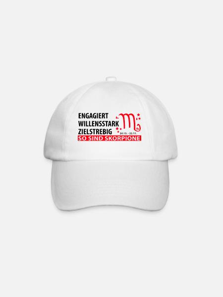 Sternzeichen Skorpion - Eigenschaften - Baseballkappe - Weiß/Weiß