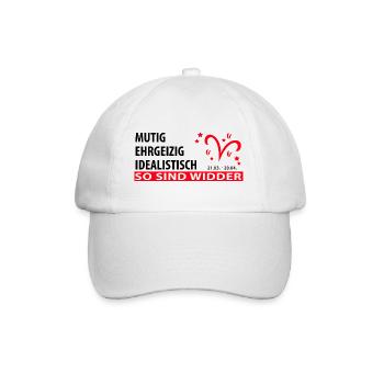 Sternzeichen Widder - Eigenschaften - Baseballkappe - Weiß/Weiß - Vorne