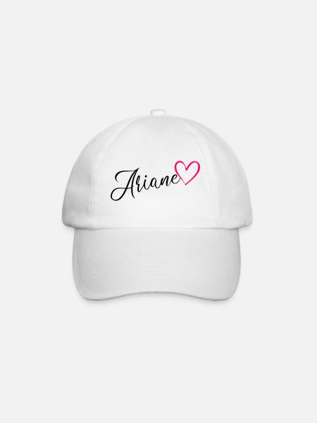 Ariane Nom Prénom Coeur rose - Casquette classique - blanc/blanc