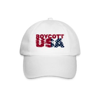 Boykott USA, Boykott Amerika, Glitch USA - Baseballkappe - Weiß/Weiß - Vorne