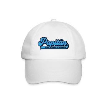 Farben änderbar | Papitän Papa Kapitän Vatertag - Baseballkappe - Weiß/Weiß - Vorne