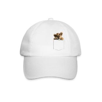 cute lion baby in breast pocket - Baseball Cap - white/white - Front
