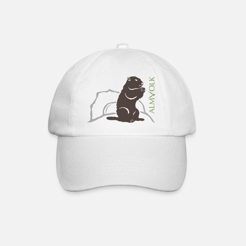 ALMVOLK Murmeltier - Baseballkappe - Weiß/Weiß