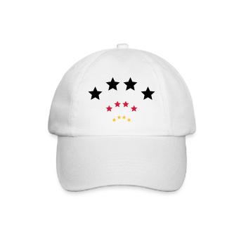 4 Sterne für Schwarz rot gold / 4 stars (3c) - Baseballkappe - Weiß/Weiß - Vorne