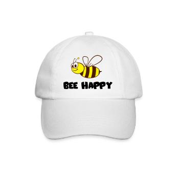 bee happy - Baseballkappe - Weiß/Weiß - Vorne
