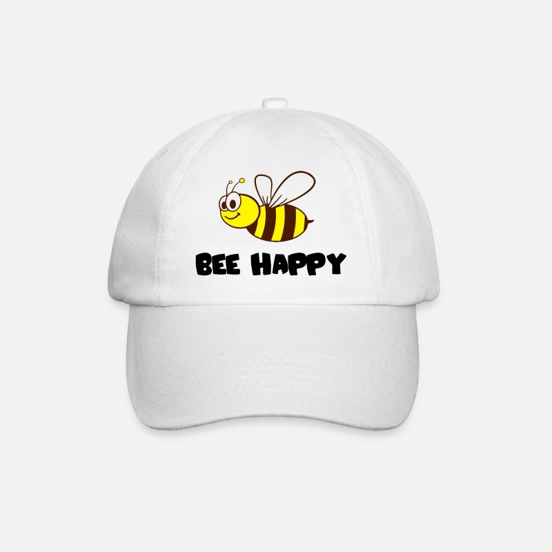 bee happy - Baseballkappe - Weiß/Weiß