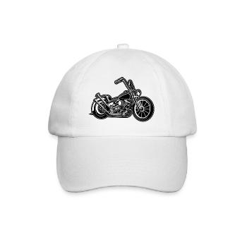 Chopper / Bobber Motorcycle 02 black white - Baseball Cap - white/white - Front