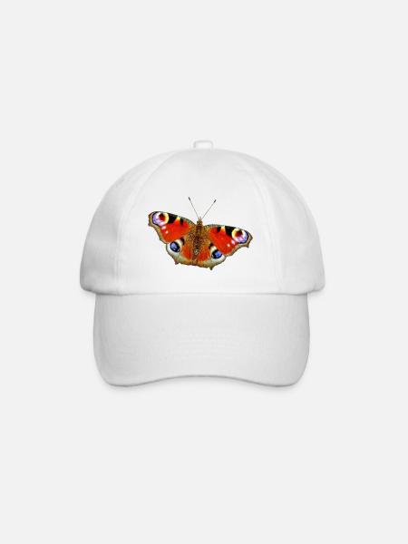 Schmetterling Pfauenauge - Baseballkappe - Weiß/Weiß