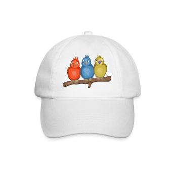 Colorful birds on a branch - Baseball Cap - white/white - Front