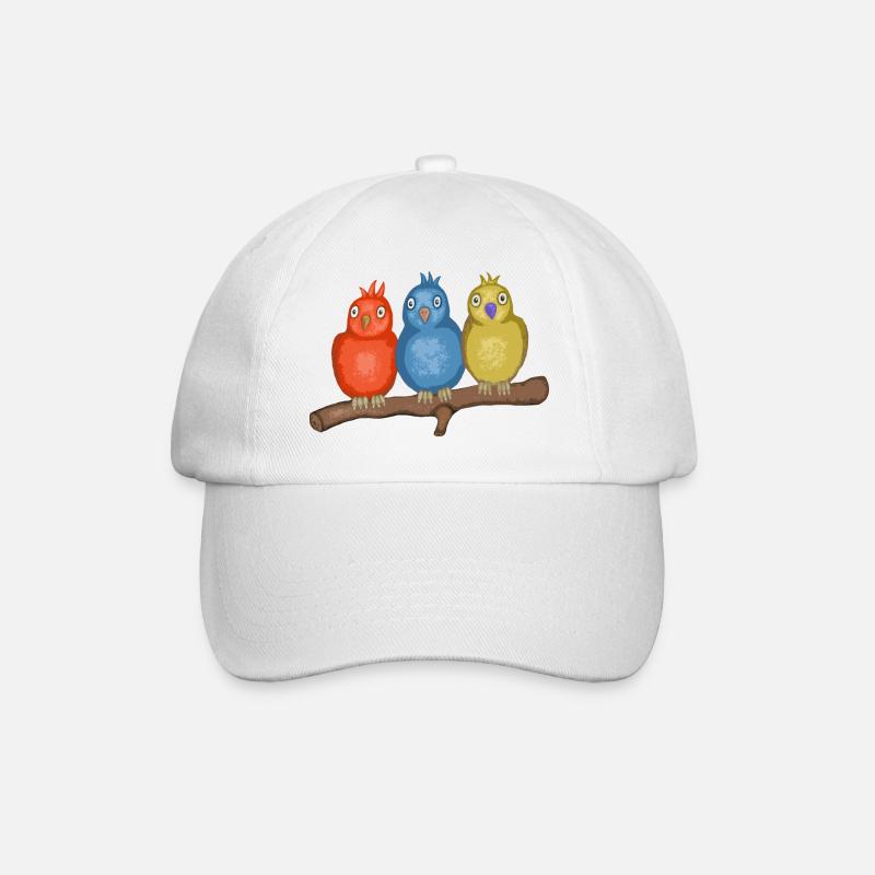 Oiseaux colorés sur une branche - Casquette classique - blanc/blanc