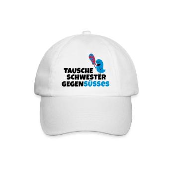 Tausche Schwester gegen Süßes - Baseballkappe - Weiß/Weiß - Vorne