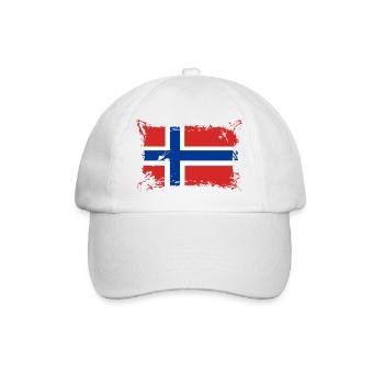 Flagge Norwegen / Norway - Baseballkappe - Weiß/Weiß - Vorne
