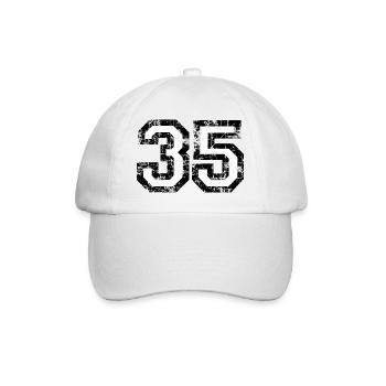 Zahl 35 (Vintage Weiß) 35. Geburtstag Nr. 35 - Baseballkappe - Weiß/Weiß - Vorne