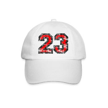 Zahl 23 (Vintage Rot) 23. Geburtstag Nr. 23 - Baseballkappe - Weiß/Weiß - Vorne
