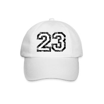 Zahl 23 (Vintage Weiß) 23. Geburtstag Nr. 23 - Baseballkappe - Weiß/Weiß - Vorne