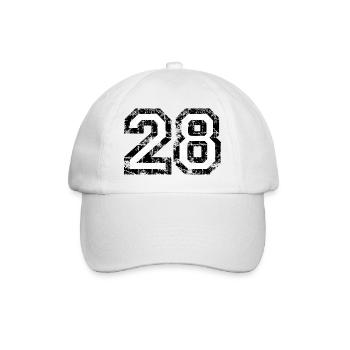 Zahl 28 (Vintage Weiß) 28. Geburtstag N. 28 - Baseballkappe - Weiß/Weiß - Vorne