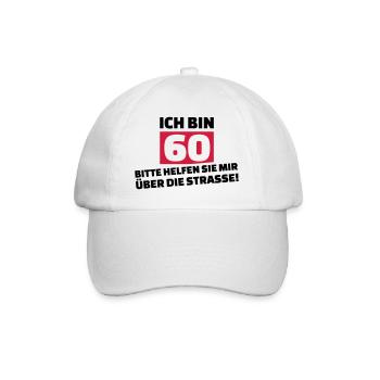 60. Geburtstag - Baseballkappe - Weiß/Weiß - Vorne