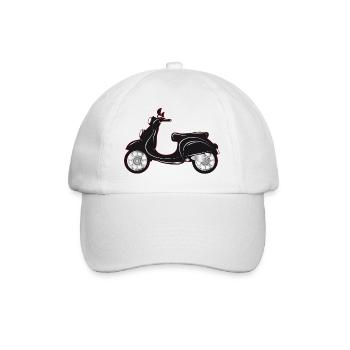 A black scooter with a colored edge - Baseball Cap - white/white - Front