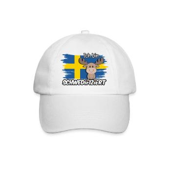 ch bin Schwedifiziert Spruch Flagge Elch - Baseballkappe - Weiß/Weiß - Vorne
