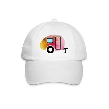 Caravan Aquarell Wohnwagen Camping - Baseballkappe - Weiß/Weiß - Vorne