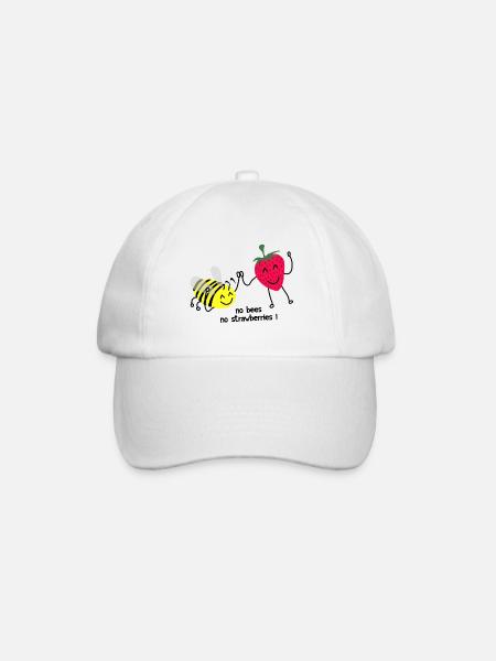 No bees no strawberries - Baseball Cap - white/white