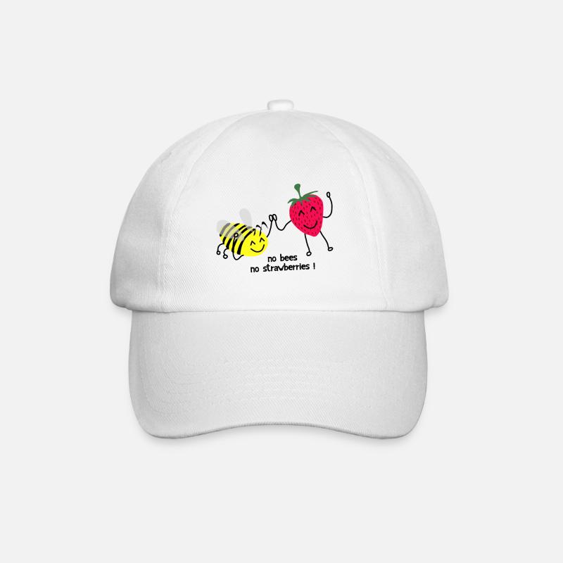 Keine Bienen, keine Erdbeeren - Baseballkappe - Weiß/Weiß